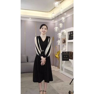 Đầm xòe cổ V eo phối pk siêu xinh