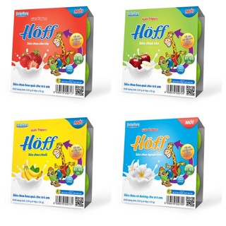 Sữa chua có đường hoff - vị dâu, táo, chuối, nguyên bản - lốc 4 hũ 220g