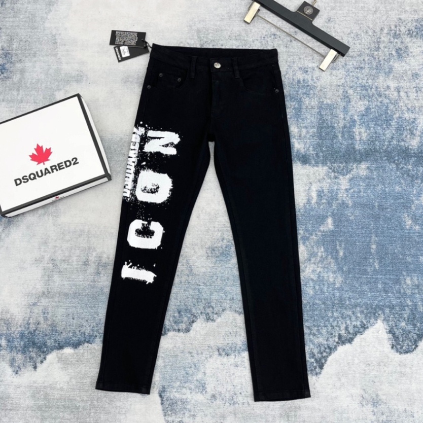 Quần Jean Nam DSQUARED2 ICON Vẩy Sơn Quần Bò Nam ICON Hoạ Tiết Chữ Icon Chạy Dọc Vảy Sơn Bản 4 Khuy