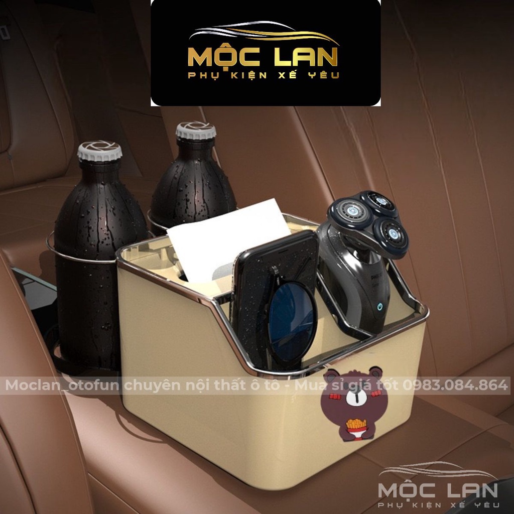 (4in1) Khay để đồ trên tỳ tay ô tô tiện lợi - khay đựng cốc,chai nước uống đa năng,tiết kiệm không gian cho xe hơi