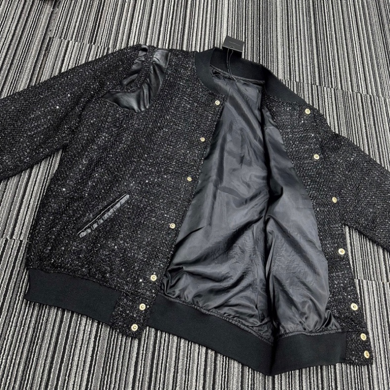 Áo Khoác Teddy_Sơn Tùng Dạ Kim Tuyến Áo Bomber Dạ Phối Da 2 Lớp Kim Tuyến Nam Nữ Cực Chất