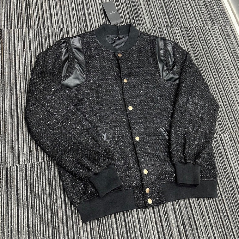 Áo Khoác Teddy_Sơn Tùng Dạ Kim Tuyến Áo Bomber Dạ Phối Da 2 Lớp Kim Tuyến Nam Nữ Cực Chất