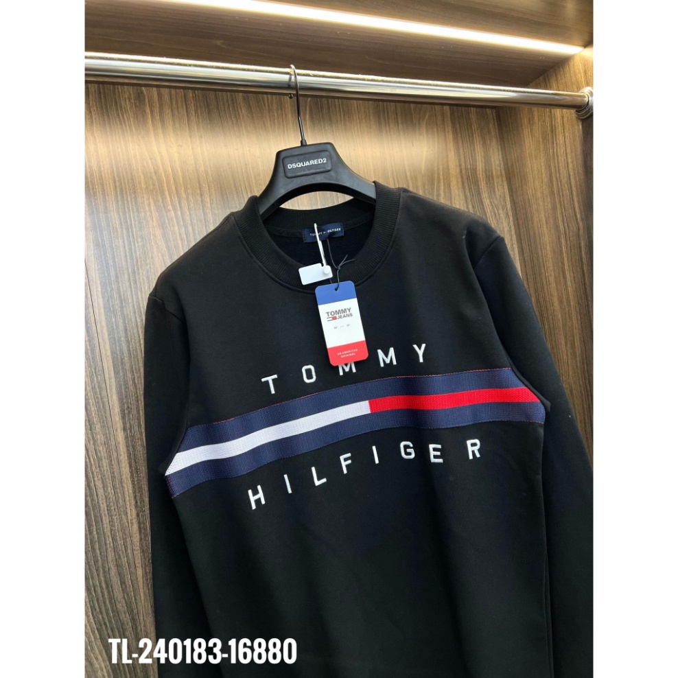 Áo Sweater TOMMY Tay Dài Cổ Tròn, Áo Nỉ TOMMY In Chữ Cá Tính Cho Nam