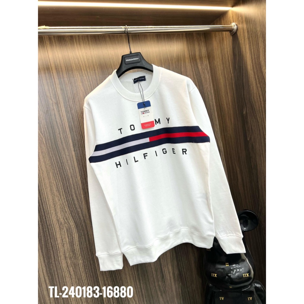 Áo Sweater TOMMY Tay Dài Cổ Tròn, Áo Nỉ TOMMY In Chữ Cá Tính Cho Nam