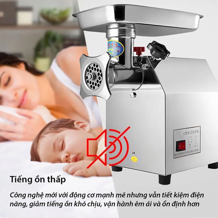 Máy đùn thịt xay thịt cá công nghiệp INOX động cơ lõi đồng 850W năng suất 150kg/h
