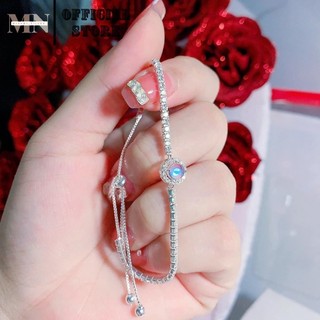 Lắc tay bạc vòng tay bạc nữ rút đính đá moon hot trend - vòng tay bạc minami