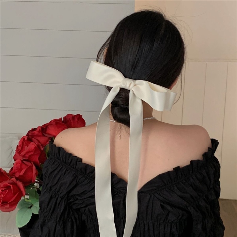 Kẹp tóc nơ to siêu dài thời trang xinh xắn dễ thương dành cho nữ, kẹp đi tiệc đi chơi Vicy NO12
