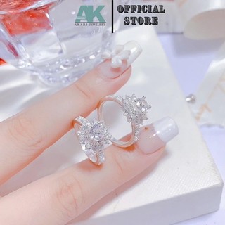 Nhẫn bạc nữ đính đá cánh hoa sen nhiều mẫu mới - nhẫn nữ akari