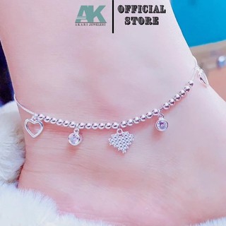 Lắc chân bạc nhiều mẫu trái tim ngôi sao - vòng chân bạc akari