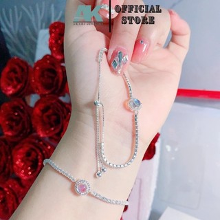 Lắc tay bạc nữ rút đính đá moon hot trend - vòng tay bạc akari