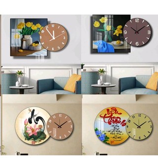 Combo tranh đồng hồ họa tiết hoa giá rẻ cho văn phòng, spa hoặc làm quà tặng