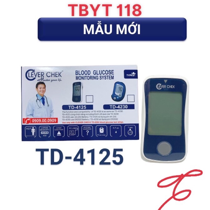 Máy thử đường huyết Clevechek TD-4125 kèm 25 que và 25 kim