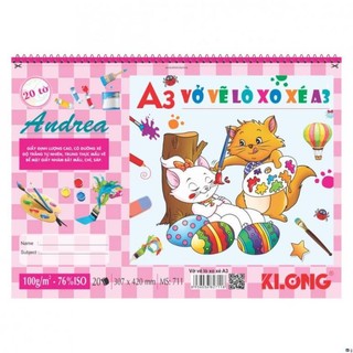 Vở vẽ lò xo xé klong a3 20 tờ 100/76; ms: 711