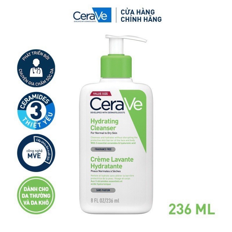 Sữa rửa mặt cerave giúp làm sạch da và loại bỏ bụi bẩn dành cho da dầu và da nhạy cảm dung tích 236ml [Chính Hãng 100%] | BigBuy360 - bigbuy360.vn