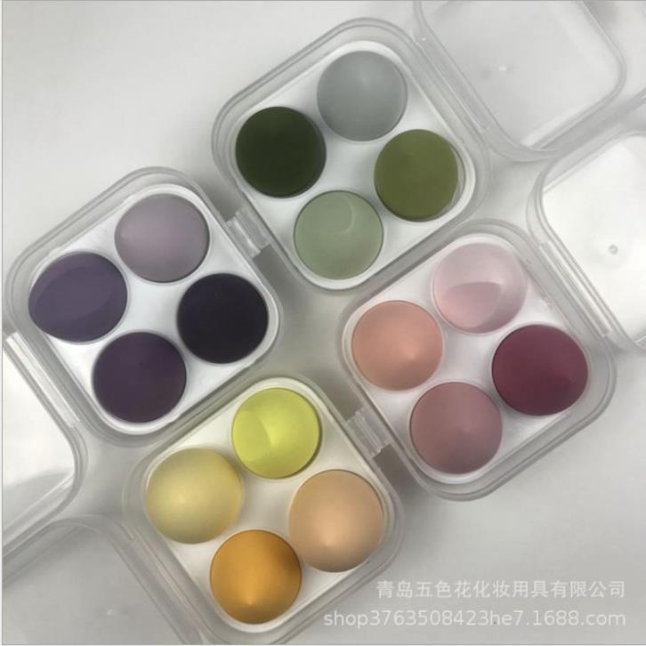 Hộp 4 Bông Mút Trang Điểm, Mút Tán Kem Nền Tông Màu Pastel Xinh Xắn Trang Điểm Chuyên NGhiệp A5 - Saikou Beauty
