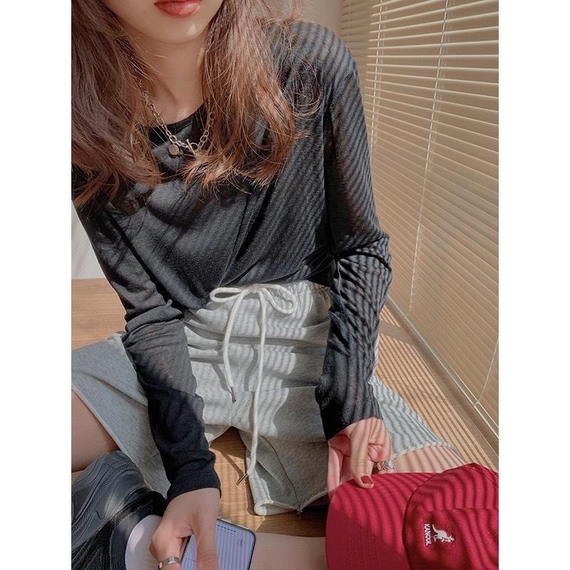 Áo dài tay thun giấy trơn nhiều màu Jolie nữ - Phông kiểu dáng basic bánh bèo tiểu thư hotgirl hàn quốc đẹp