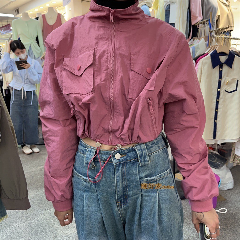 Áo Khoác Thể Thao Ngắn Lưng Ôm Dáng Phong Cách Hàn Quốc Thời Trang Mùa Xuân 2023