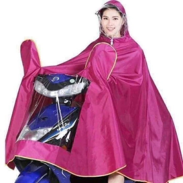 Áo mưa 2 đầu có phản quang tiện lợi - Áo mưa cánh dơi có kính che mưa 1 người và 2 người đi xe máy