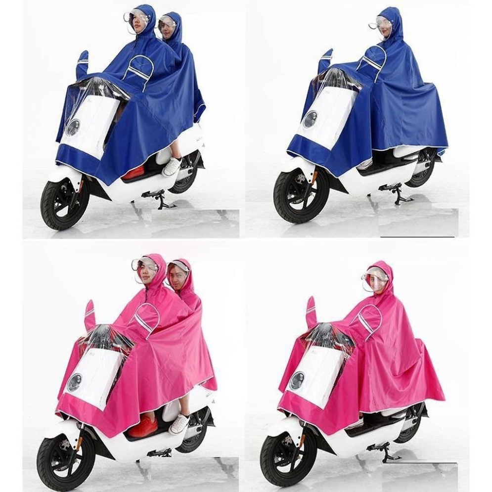 Áo mưa 2 đầu có phản quang tiện lợi - Áo mưa cánh dơi có kính che mưa 1 người và 2 người đi xe máy