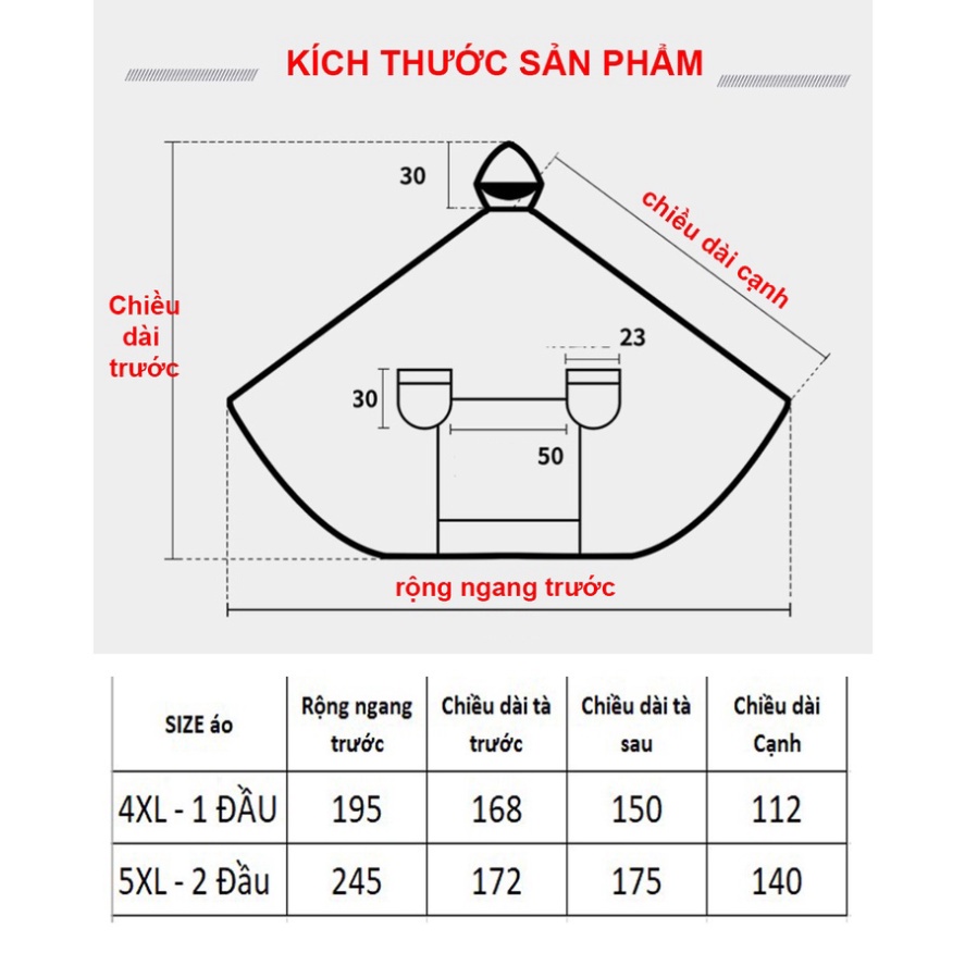 Áo mưa 2 đầu, 1 đầu cỡ lớn, áo mưa cánh dơi, áo mưa xe máy dáng trùm toàn thân chống mưa bão