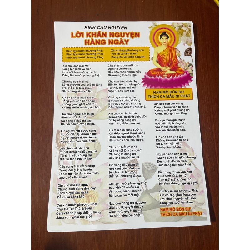 7 lời khấn nguyện nên làm vào mỗi sớm mai A4 rất đẹp