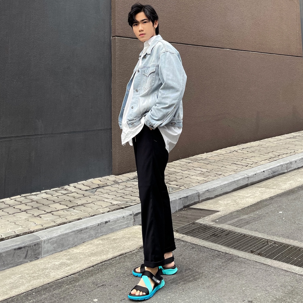 Giày Sandals Nam Nữ Shondo F6 Sport Đế Ombre Xanh Dương Quai Xanh Đen F6S3540