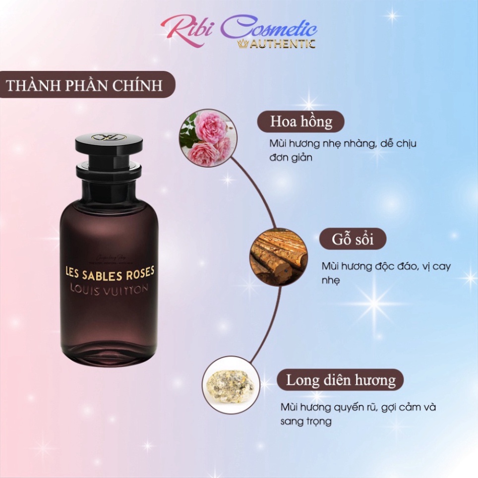 Nước Hoa Unisex Nam Nữ unisex Lv Les Sables Roses Hương Hoa Hồng Sa Mạc Thơm Sang Trọng Quý Phái Lưu Hương Lâu, dầu thơm