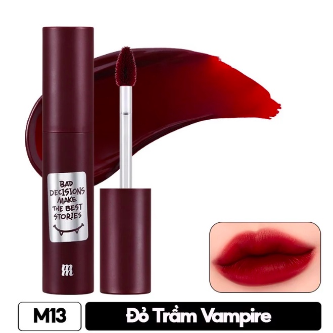 Son Kem Siêu Lì, Mịn Môi Merzy Noir In The Mellow - M13 Vapor Red Red Edition