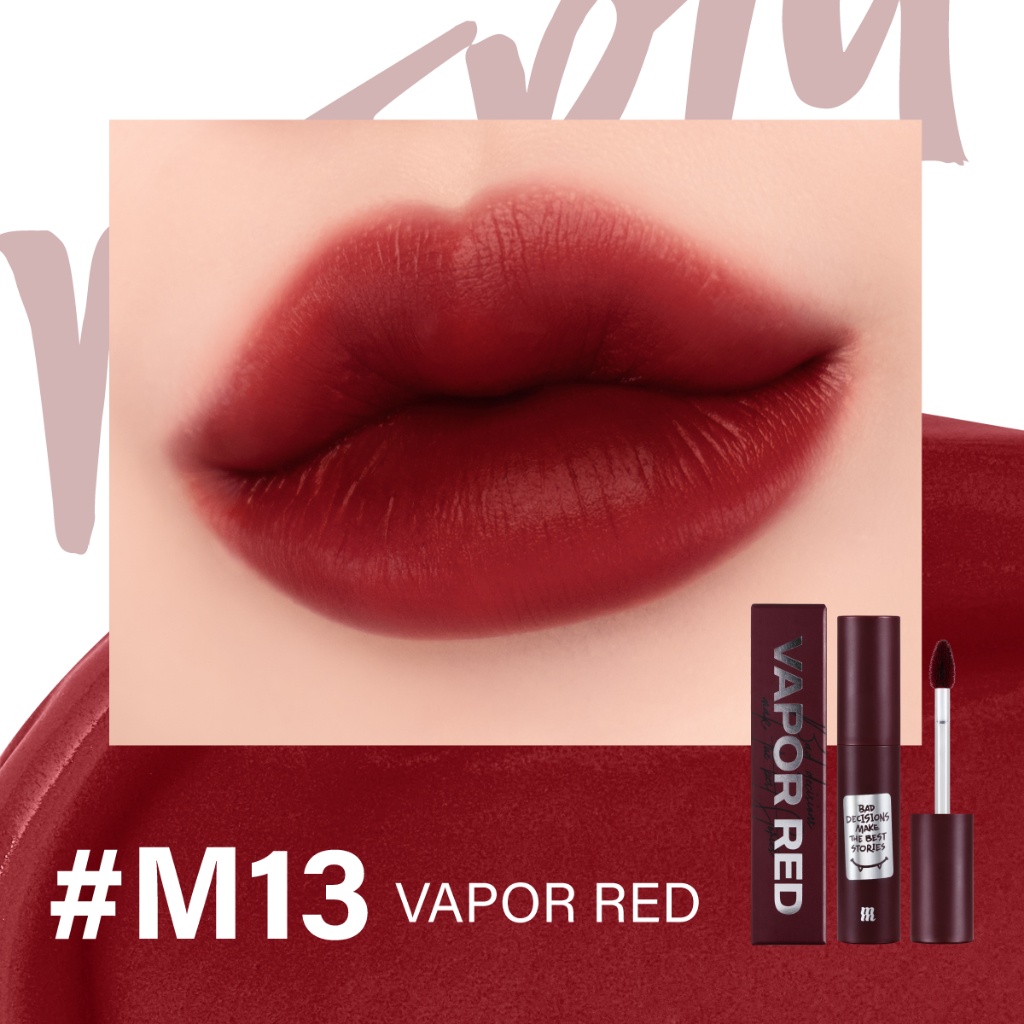 Son Kem Siêu Lì, Mịn Môi Merzy Noir In The Mellow - M13 Vapor Red Red Edition