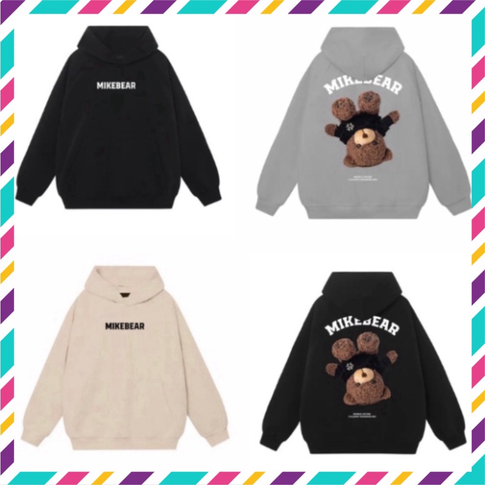 Áo hoodie gấu ngược Mikebear - chất nỉ bông Hàn cao cấp, dàng rộng, dành riêng cho cả nam và nữ