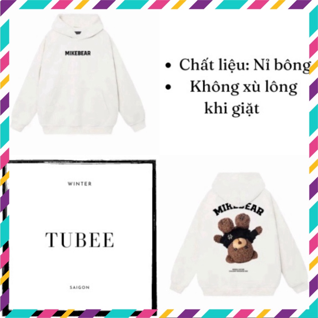Áo hoodie gấu ngược Mikebear - chất nỉ bông Hàn cao cấp, dàng rộng, dành riêng cho cả nam và nữ