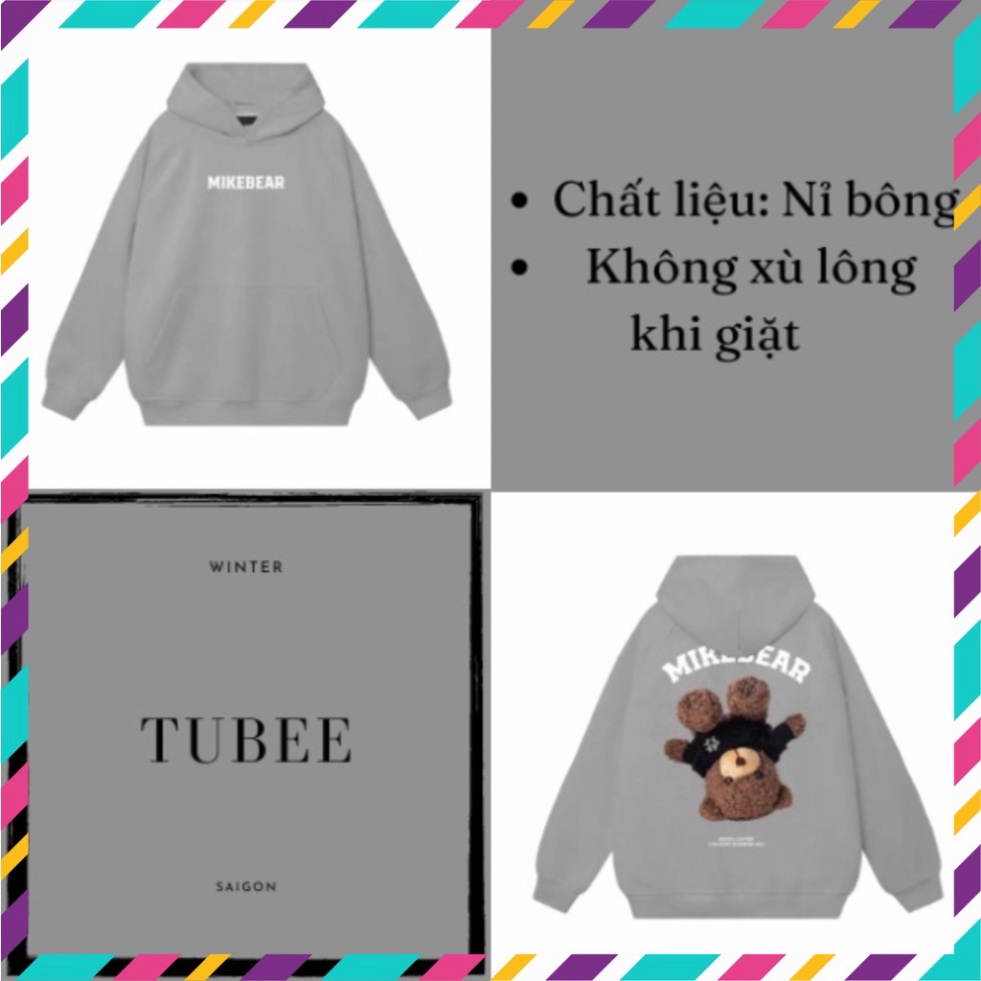 Áo hoodie gấu ngược Mikebear - chất nỉ bông Hàn cao cấp, dàng rộng, dành riêng cho cả nam và nữ
