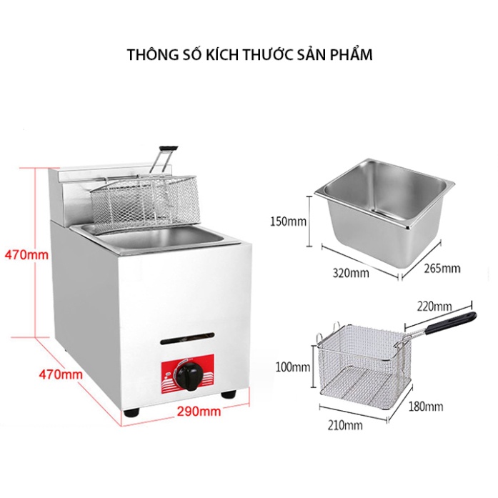 Bếp chiên nhúng đơn dùng Gas dung tích 6L