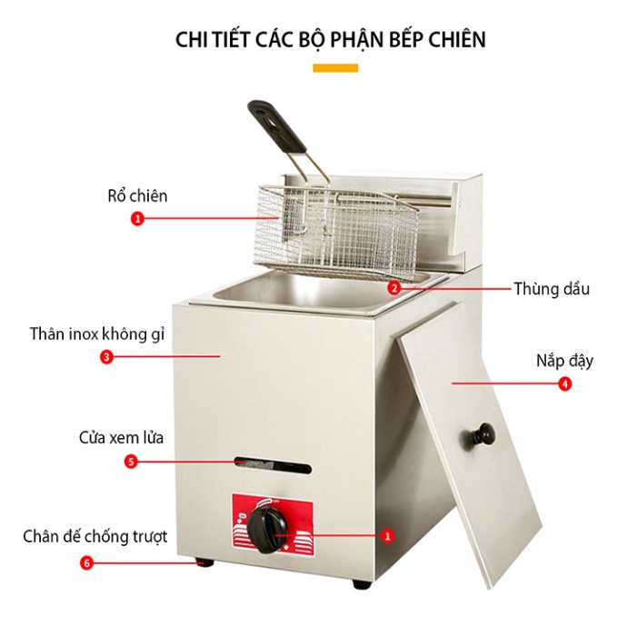 Bếp chiên 12 lít dùng Gas, bếp chiên nhúng dầu đôi