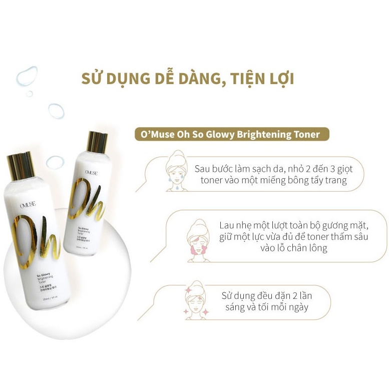Toner cấp ẩm dưỡng trắng da OMUSE Oh So Glowy Brightening 150ml - Vamima