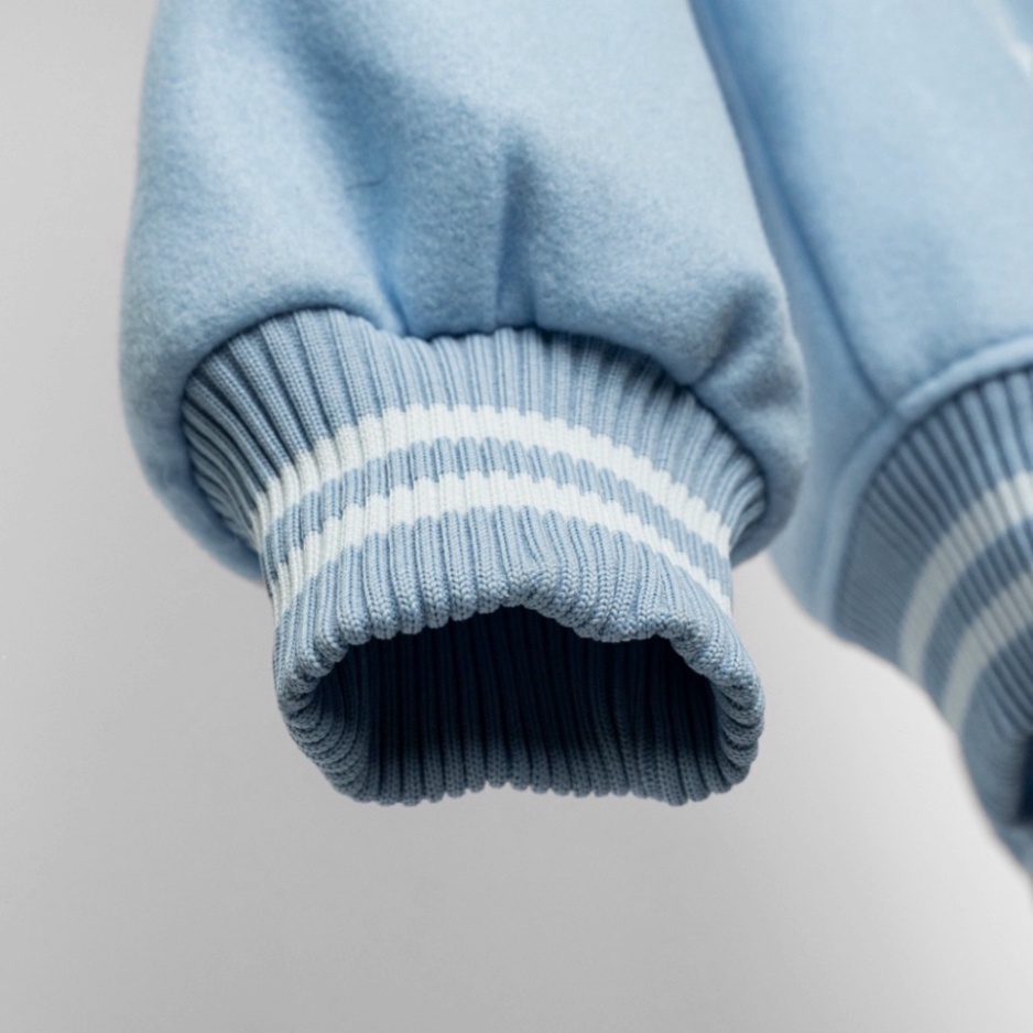 Áo Bomber Teddy Xanh Tay Viền Trắng, Áo Khoác Bomber Xanh Mint Trắng Nỉ