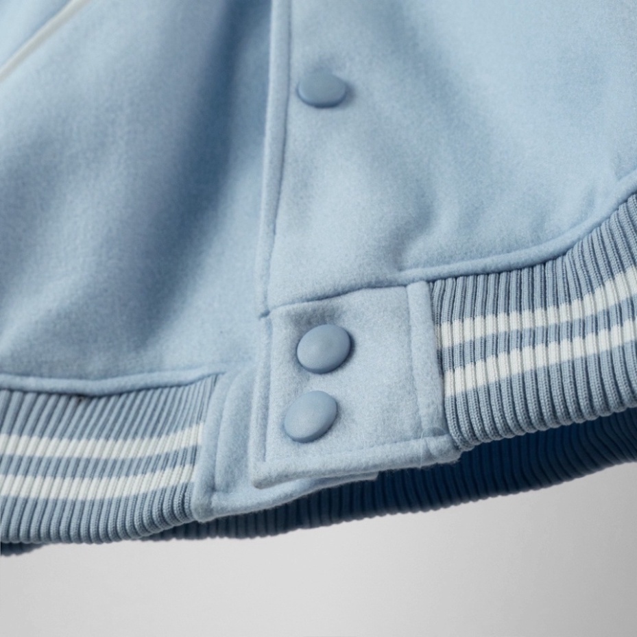 Áo Bomber Teddy Xanh Tay Viền Trắng, Áo Khoác Bomber Xanh Mint Trắng Nỉ