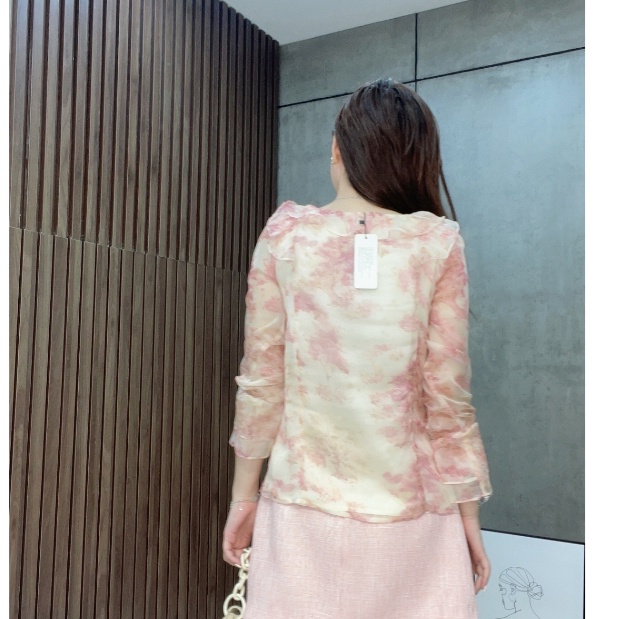 Áo nữ Liin Clothing họa tiết hoa bèo đính cúc ngọc chất liệu lụa cao cấp - AKD276PRI-S23