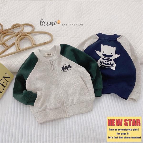 Áo khoát Bomber bé trai lót nỉ bông mỏng