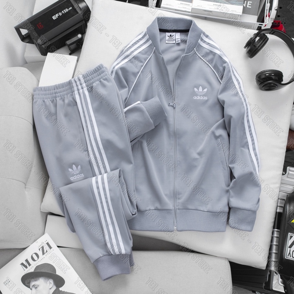 Áo Khoác Bomber Adidas 2 Lớp Thể Thao Nam Vải Thun Nỉ Dày Co Giãn Áo Khoác 3 Sọc kẻ Trắng Cực Hot 2023