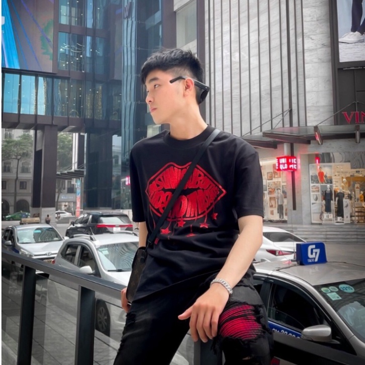 Áo Thun Nam LBT Siêu Cấp In Kim Tuyến Môi Màu Đỏ Chất Liệu Cotton Co Dãn 4 Chiều Cực Chất Cháy Phố Cực Đỉnh