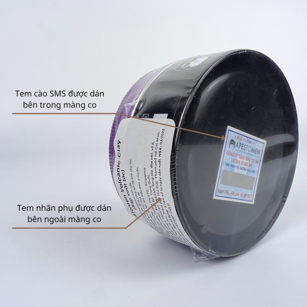 Sáp vuốt tóc nam Volcanic Clay V5 80ml chính hãng - Sáp tạo phồng giữ nếp 10h-12h, tem Song Mã SMS - SÁPITAL