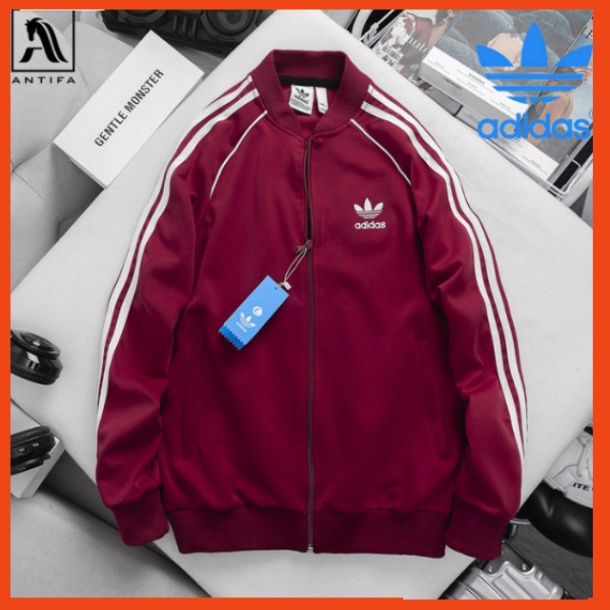 Áo Khoác Bomber Adidas Thể Thao Nam Vải Thun Nỉ Mịn Mà Dày Co Giãn Khóa Chống Nước Áo Khoác 3 Sọc kẻ 99