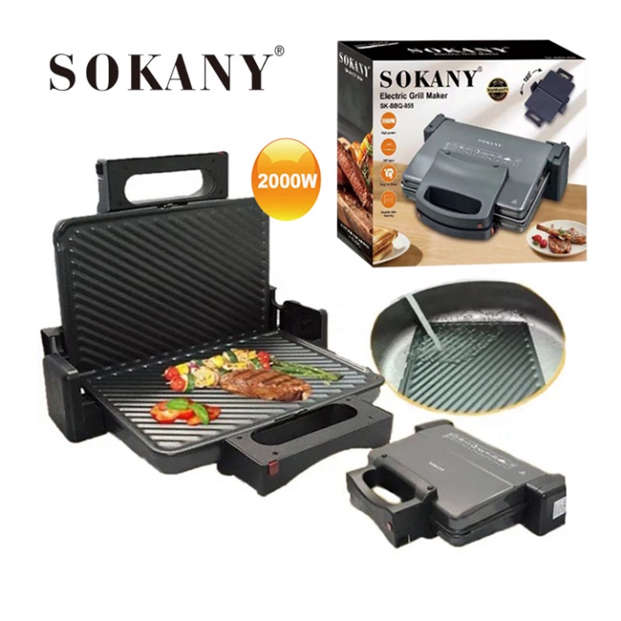 Máy Kẹp Nóng Bánh Mì, Ép Bánh Mì SOKANY SK-855 2000W