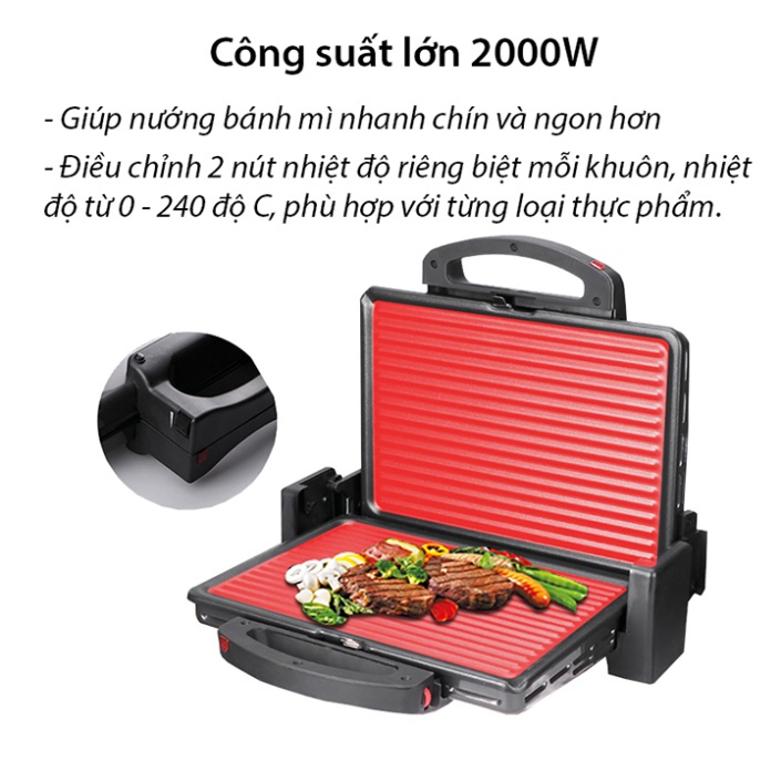 Máy Kẹp Nóng Bánh Mì, Ép Bánh Mì SOKANY SK-855 2000W