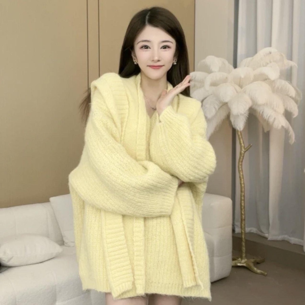 Đầm Hoodie Tay Dài Dáng Rộng Màu Đỏ Hoa Hồng Thời Trang Cao Cấp Cho Nữ