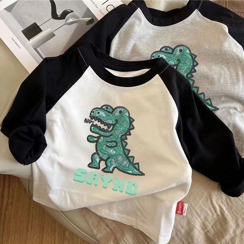 Áo Thun cotton Tay Dài In Họa Tiết Hoạt Hình Thời Trang Xuân Thu Cho Bé Trai Và Gái