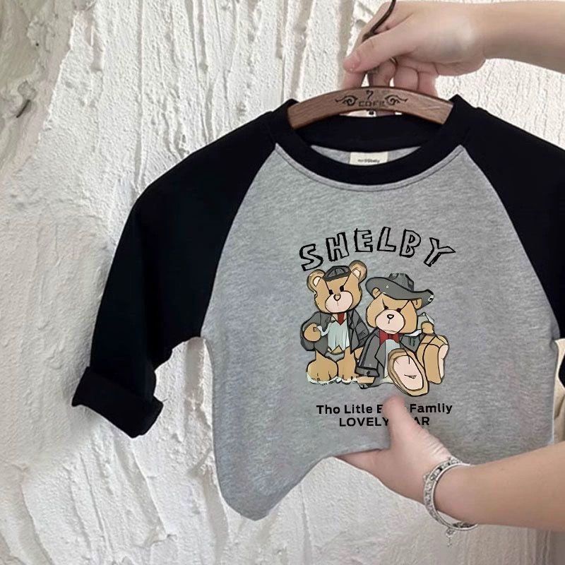 Áo Thun cotton Tay Dài In Họa Tiết Hoạt Hình Thời Trang Xuân Thu Cho Bé Trai Và Gái