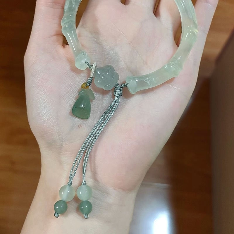 Vòng Tay Nữ Mặt Hoa Sen Bằng Tre