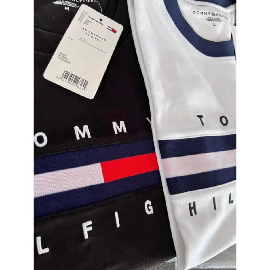 Áo Thun Tommy Hilfiger Logo in Chữ Kí Unisex Cotton Cao Cấp, Áo Thun Nam Nữ Tay Lỡ